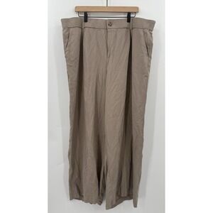 Torrid Pants Womens 22 Brown Linen Lyocell Wide Leg Soft Vacation Beach Office